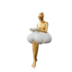 Cleroa - Reading Woman on Cloud Sculpture - Resin Art Object