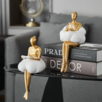 Cleroa - Reading Woman on Cloud Sculpture - Resin Art Object