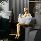 Cleroa - Reading Woman on Cloud Sculpture - Resin Art Object