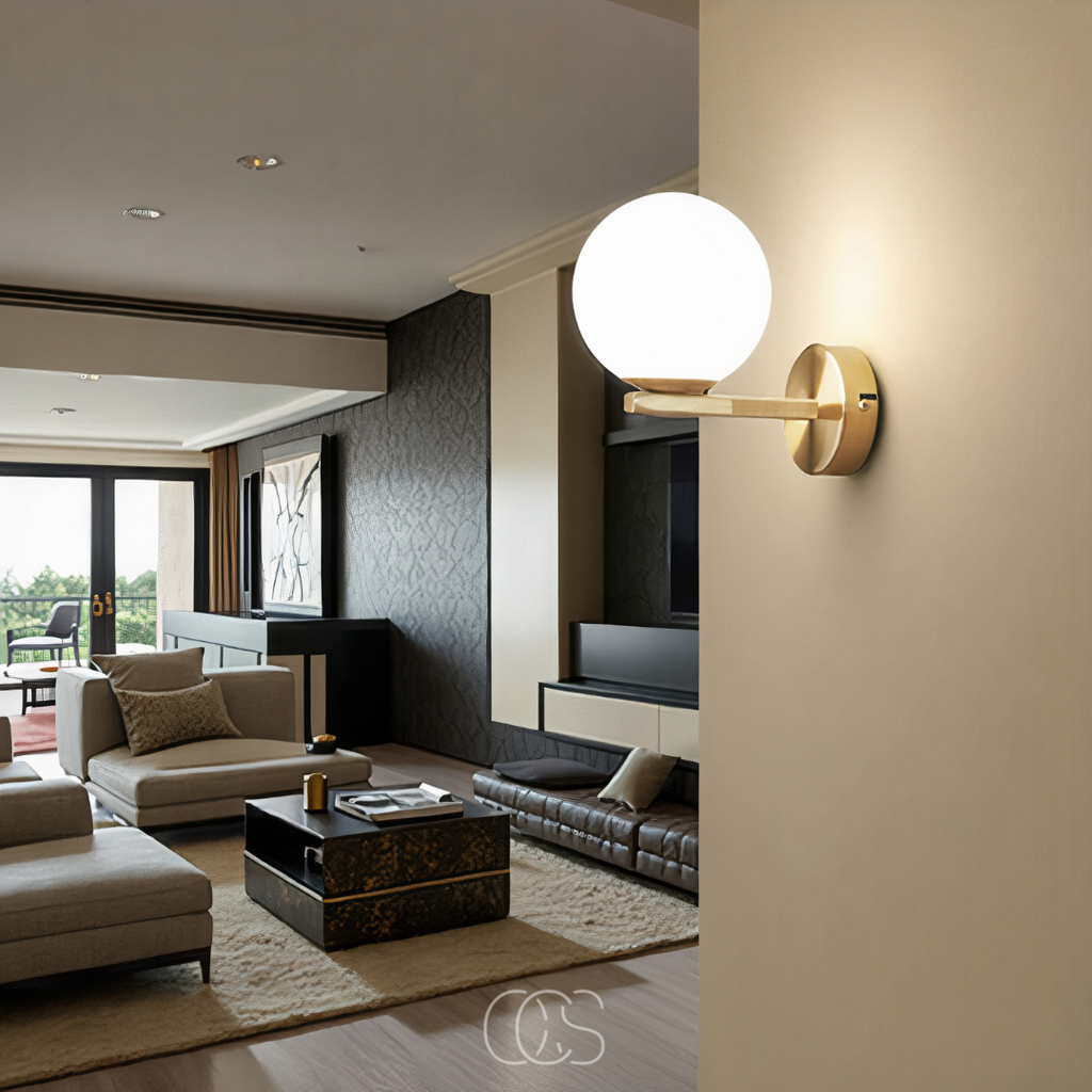 Cleroa - wall lamp with white globe